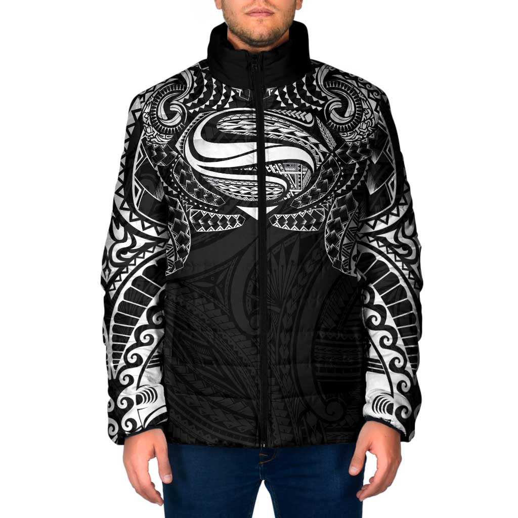 Super Samoan Traditional Tribal Art Tattoos Padded Jacket Black Color - Polynesian Pride