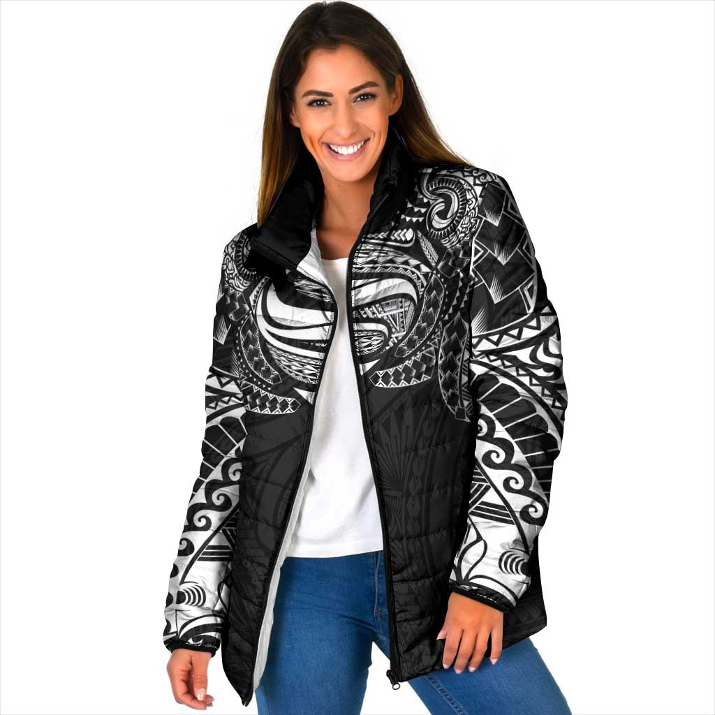 Super Samoan Traditional Tribal Art Tattoos Padded Jacket Black Color - Polynesian Pride