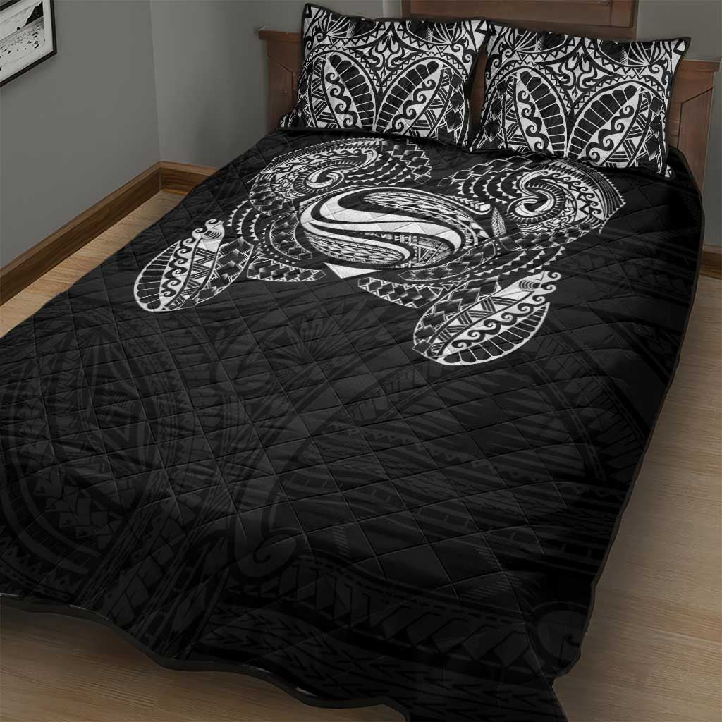Super Samoan Traditional Tribal Art Tattoos Quilt Bed Set Black Color - Polynesian Pride