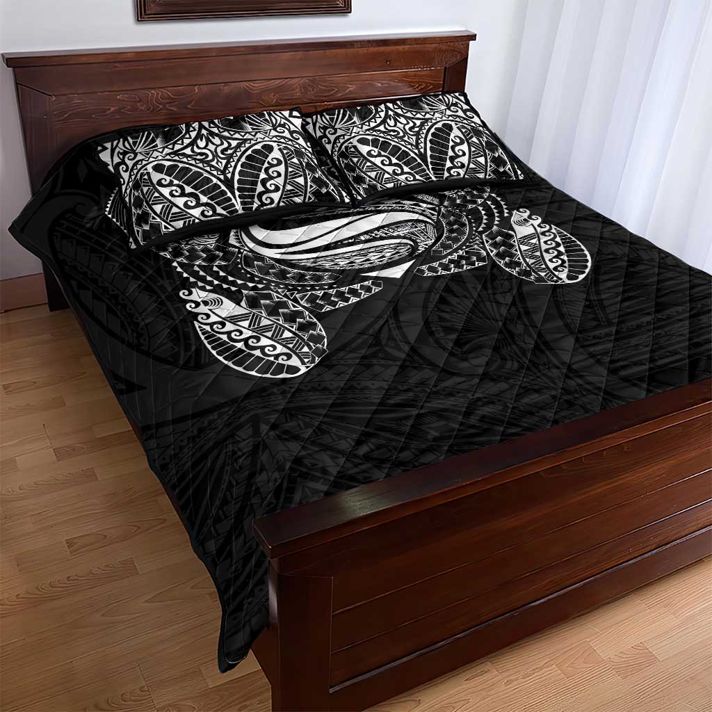 Super Samoan Traditional Tribal Art Tattoos Quilt Bed Set Black Color - Polynesian Pride