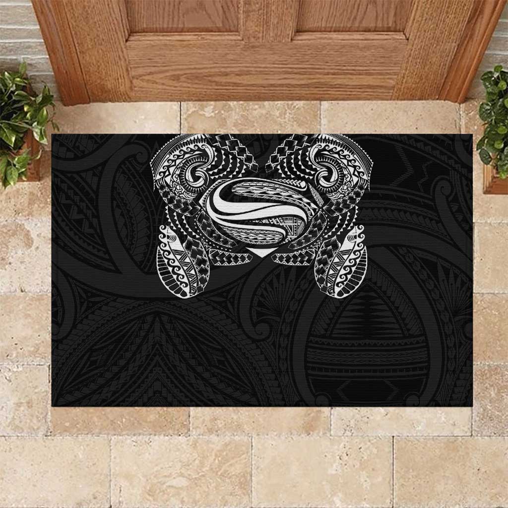 Super Samoan Traditional Tribal Art Tattoos Rubber Doormat Black Color - Polynesian Pride