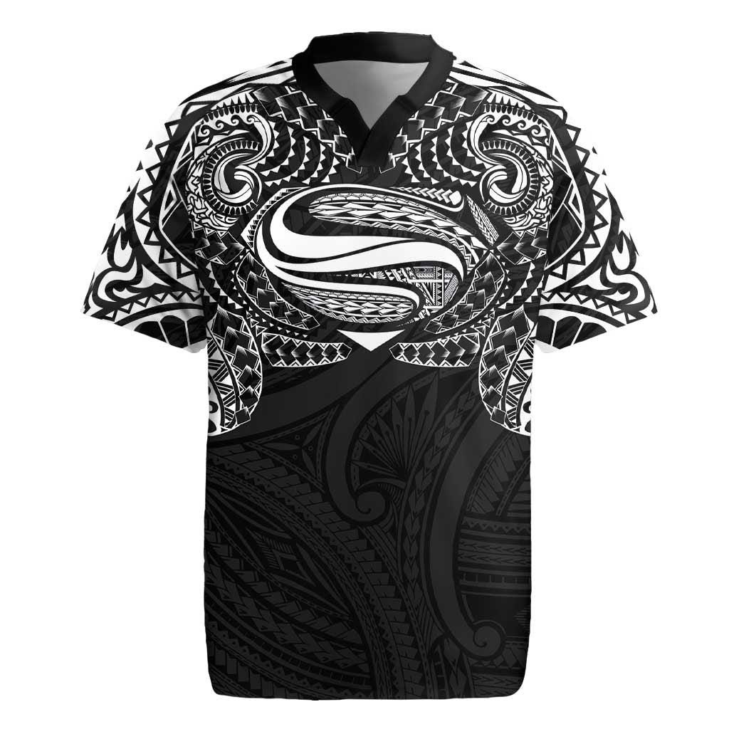 Super Samoan Traditional Tribal Art Tattoos Rugby Jersey Black Color - Polynesian Pride