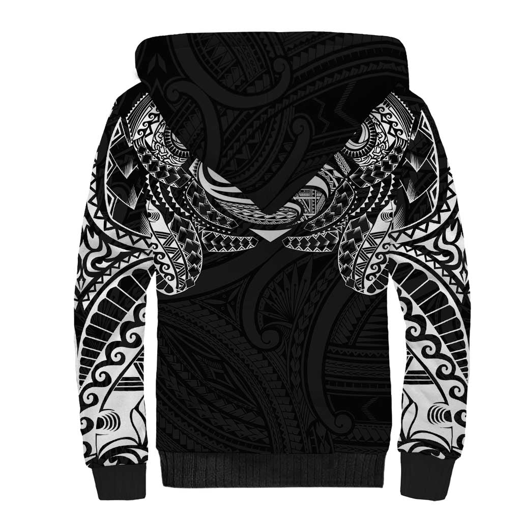 Super Samoan Traditional Tribal Art Tattoos Sherpa Hoodie Black Color - Polynesian Pride