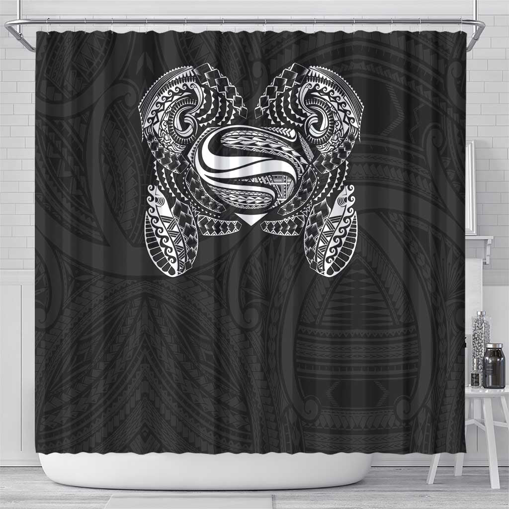 Super Samoan Traditional Tribal Art Tattoos Shower Curtain Black Color - Polynesian Pride