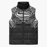 Super Samoan Traditional Tribal Art Tattoos Sleeveless Puffer Jacket Black Color - Polynesian Pride
