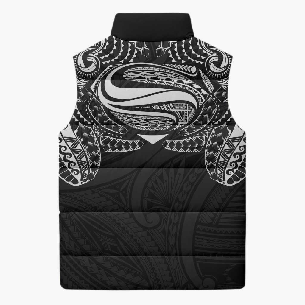 Super Samoan Traditional Tribal Art Tattoos Sleeveless Puffer Jacket Black Color - Polynesian Pride