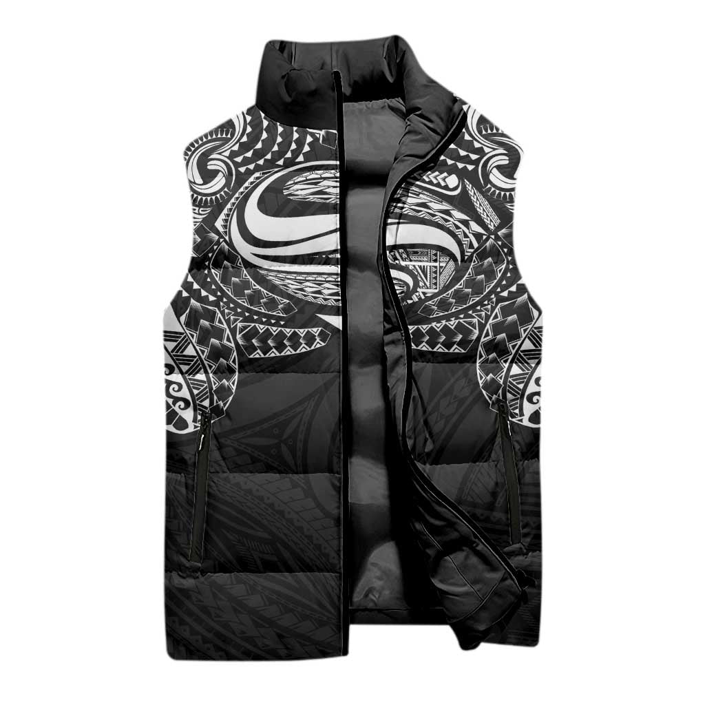 Super Samoan Traditional Tribal Art Tattoos Sleeveless Puffer Jacket Black Color - Polynesian Pride