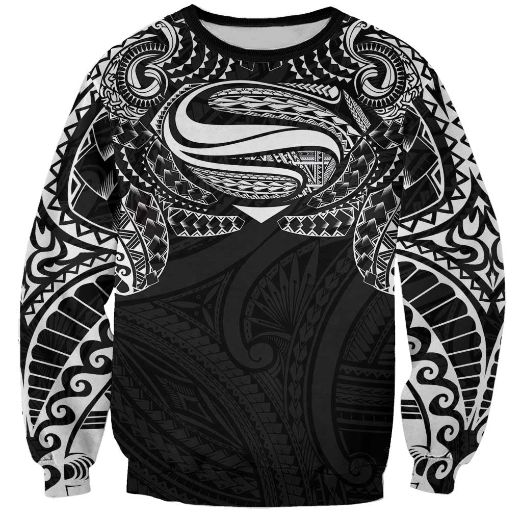 Super Samoan Traditional Tribal Art Tattoos Sweatshirt Black Color - Polynesian Pride