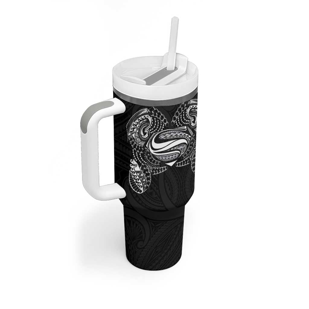 Super Samoan Traditional Tribal Art Tattoos Tumbler With Handle Black Color - Polynesian Pride