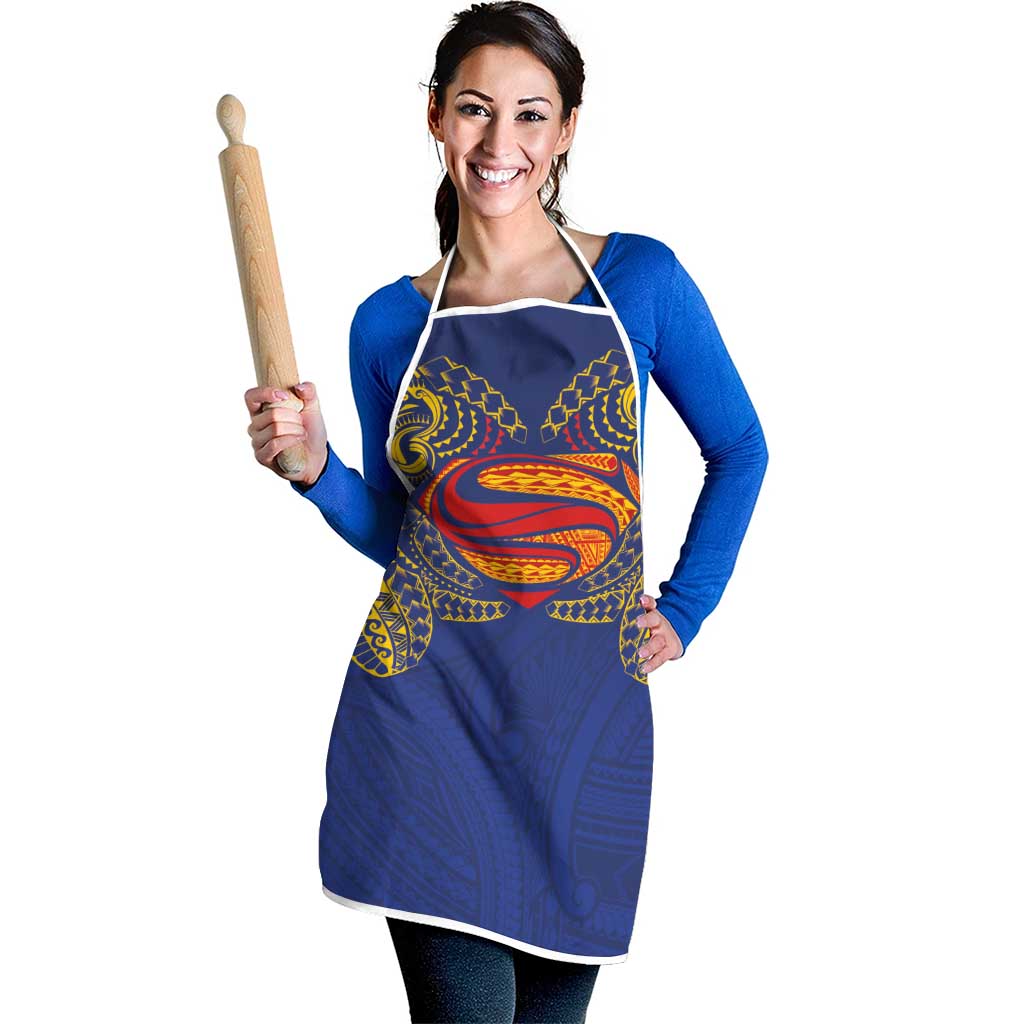 Super Samoan Traditional Tribal Art Tattoos Apron Blue Color - Polynesian Pride