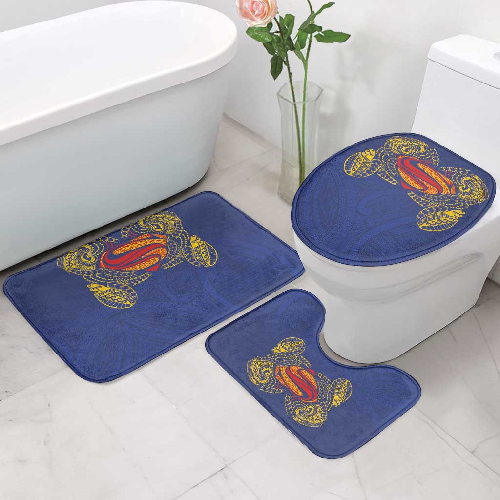 Super Samoan Traditional Tribal Art Tattoos Bathroom Set Blue Color - Polynesian Pride