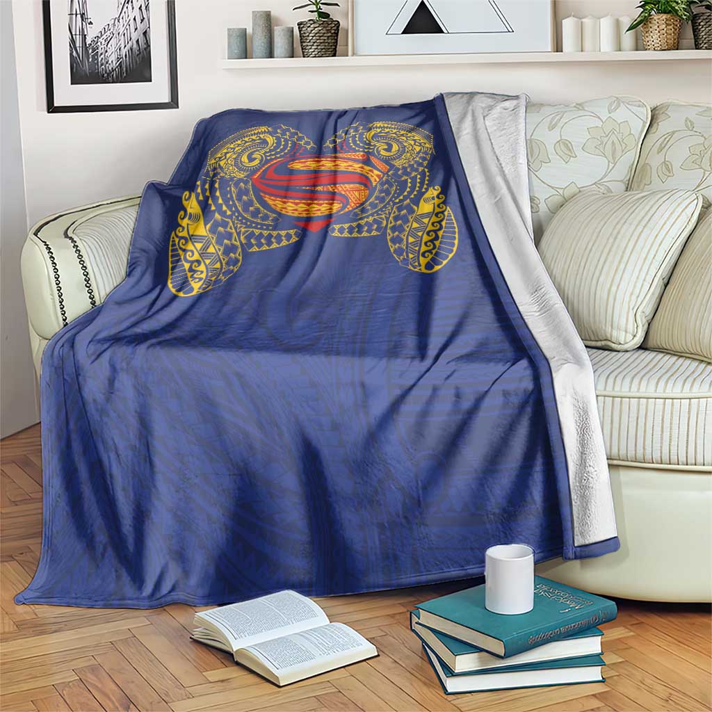 Super Samoan Traditional Tribal Art Tattoos Blanket Blue Color - Polynesian Pride
