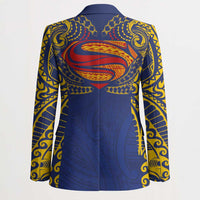 Super Samoan Traditional Tribal Art Tattoos Blazer Blue Color - Polynesian Pride