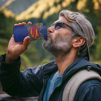 Super Samoan Traditional Tribal Art Tattoos 4 in 1 Can Cooler Tumbler Blue Color - Polynesian Pride