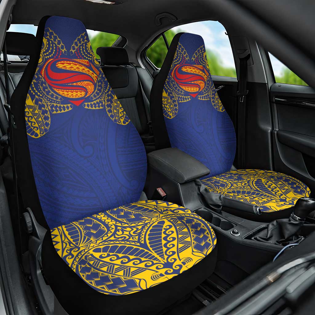 Super Samoan Traditional Tribal Art Tattoos Car Seat Cover Blue Color LT03 One Size Blue - Polynesian Pride