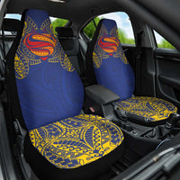 Super Samoan Traditional Tribal Art Tattoos Car Seat Cover Blue Color LT03 One Size Blue - Polynesian Pride
