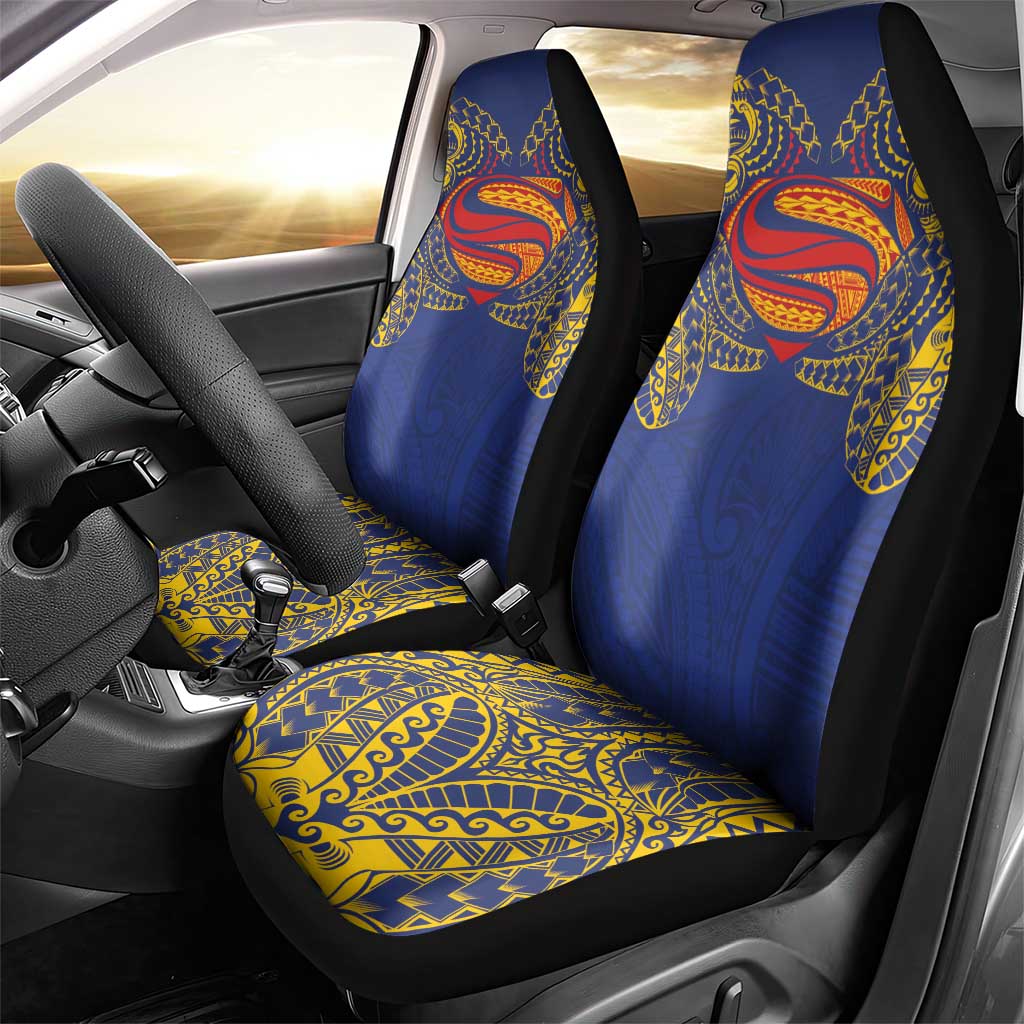 Super Samoan Traditional Tribal Art Tattoos Car Seat Cover Blue Color LT03 - Polynesian Pride