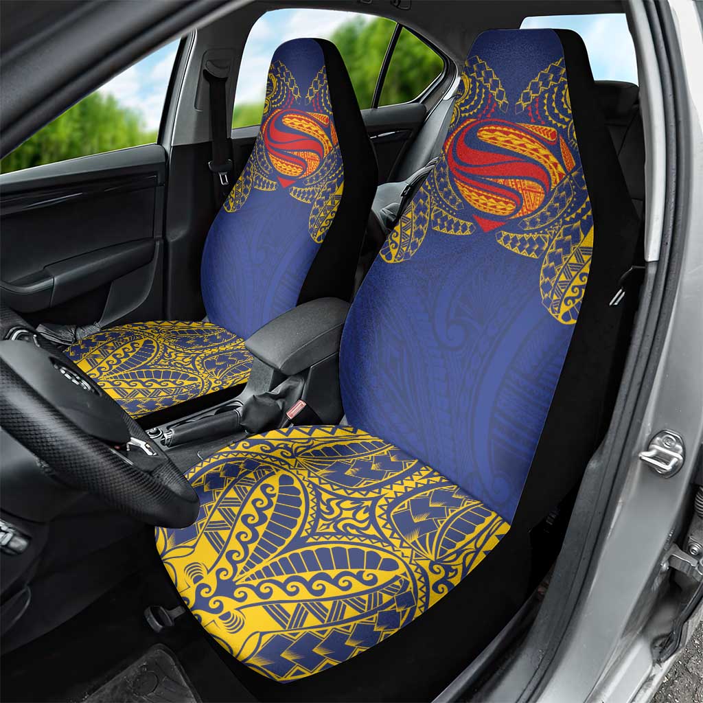 Super Samoan Traditional Tribal Art Tattoos Car Seat Cover Blue Color LT03 - Polynesian Pride
