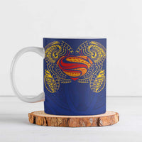 Super Samoan Traditional Tribal Art Tattoos Ceramic Mug Blue Color - Polynesian Pride