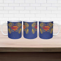 Super Samoan Traditional Tribal Art Tattoos Ceramic Mug Blue Color - Polynesian Pride