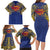 Super Samoan Traditional Tribal Art Tattoos Family Matching Long Sleeve Bodycon Dress and Hawaiian Shirt Blue Color - Polynesian Pride