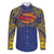 Super Samoan Traditional Tribal Art Tattoos Family Matching Long Sleeve Bodycon Dress and Hawaiian Shirt Blue Color - Polynesian Pride