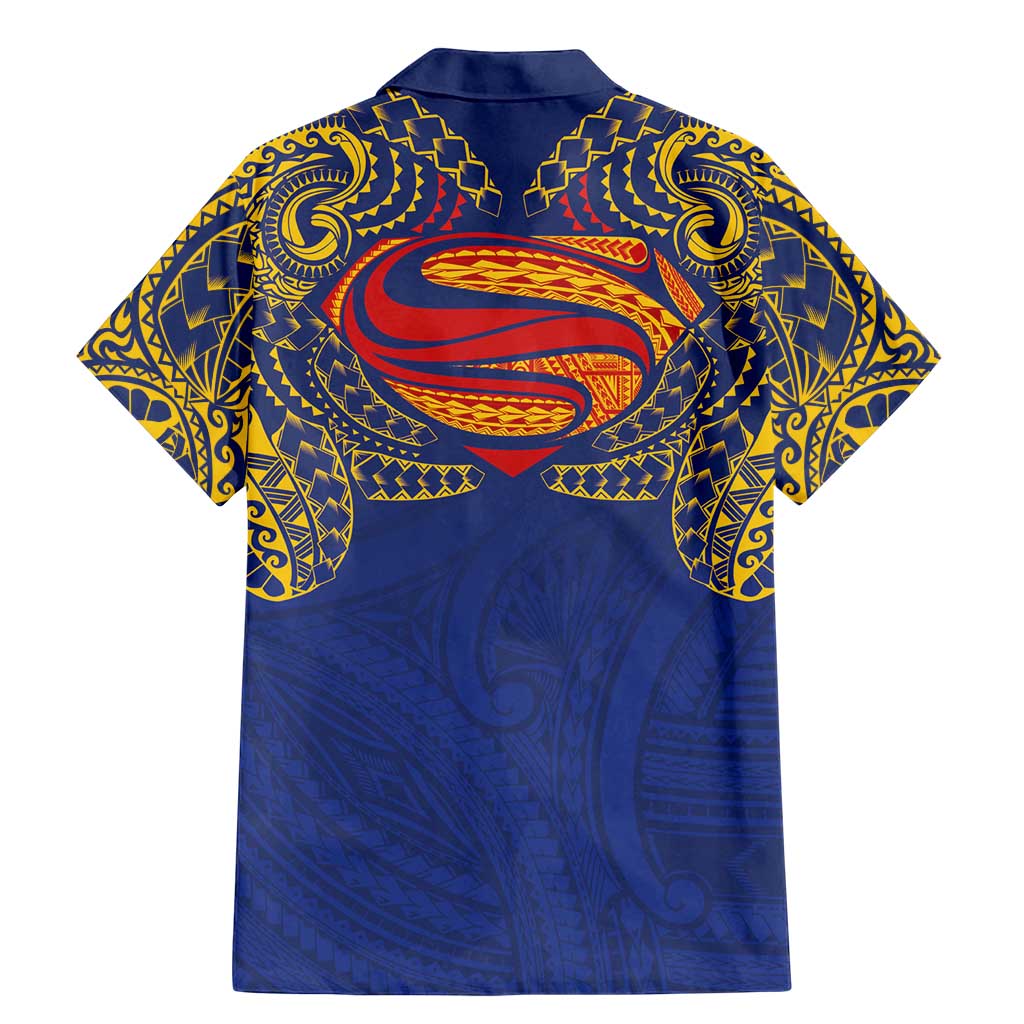 Super Samoan Traditional Tribal Art Tattoos Family Matching Mermaid Dress and Hawaiian Shirt Blue Color - Polynesian Pride