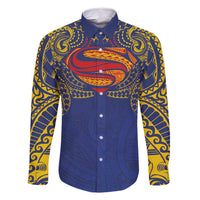 Super Samoan Traditional Tribal Art Tattoos Family Matching Mermaid Dress and Hawaiian Shirt Blue Color - Polynesian Pride