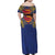 Super Samoan Traditional Tribal Art Tattoos Family Matching Off Shoulder Maxi Dress and Hawaiian Shirt Blue Color - Polynesian Pride