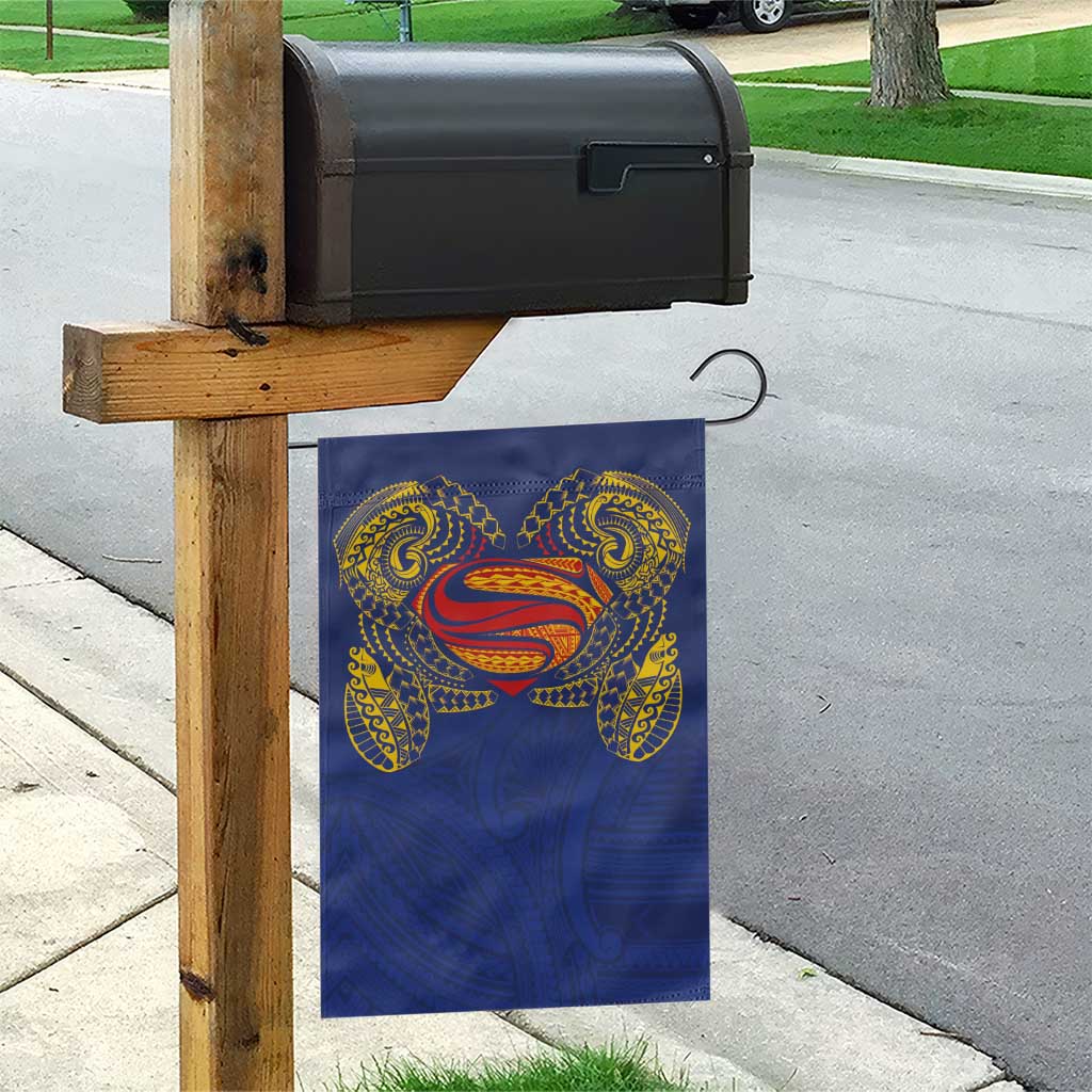 Super Samoan Traditional Tribal Art Tattoos Garden Flag Blue Color - Polynesian Pride