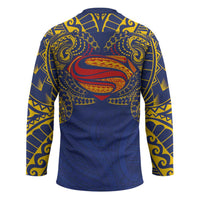 Super Samoan Traditional Tribal Art Tattoos Hockey Jersey Blue Color - Polynesian Pride
