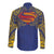 Super Samoan Traditional Tribal Art Tattoos Long Sleeve Button Shirt Blue Color - Polynesian Pride