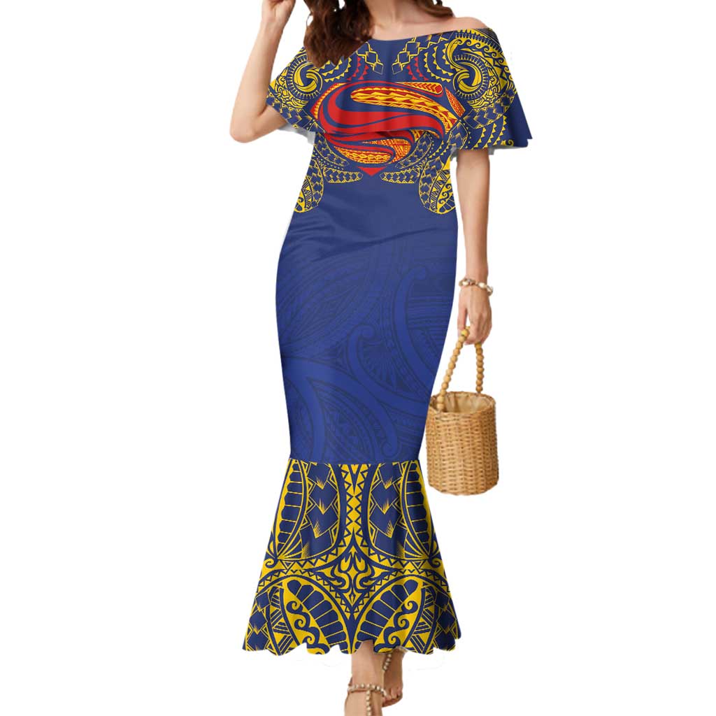 Super Samoan Traditional Tribal Art Tattoos Mermaid Dress Blue Color - Polynesian Pride