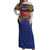 Super Samoan Traditional Tribal Art Tattoos Off Shoulder Maxi Dress Blue Color - Polynesian Pride