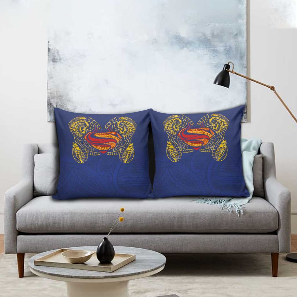 Super Samoan Traditional Tribal Art Tattoos Pillow Cover Blue Color - Polynesian Pride