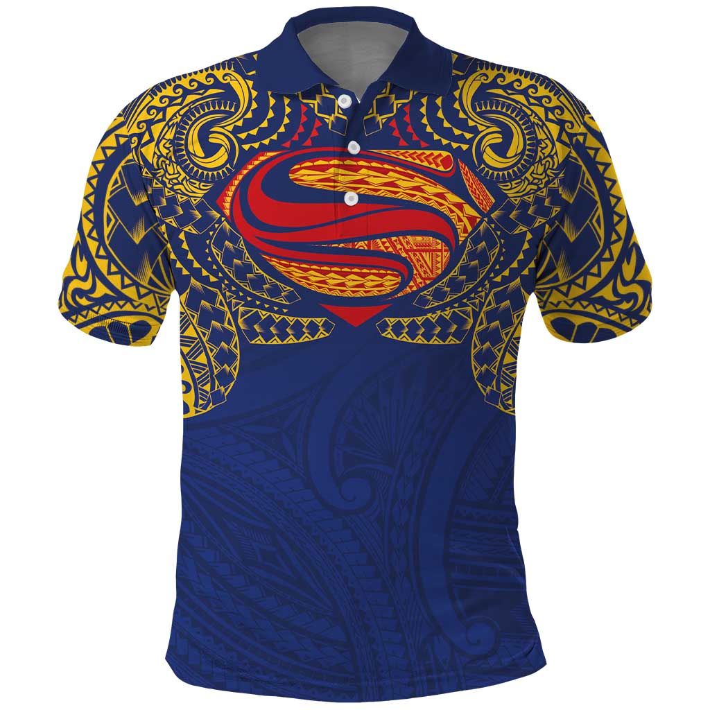 Super Samoan Traditional Tribal Art Tattoos Polo Shirt Blue Color LT03 Blue - Polynesian Pride