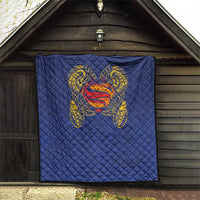 Super Samoan Traditional Tribal Art Tattoos Quilt Blue Color - Polynesian Pride