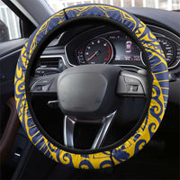 Super Samoan Traditional Tribal Art Tattoos Steering Wheel Cover Blue Color - Polynesian Pride