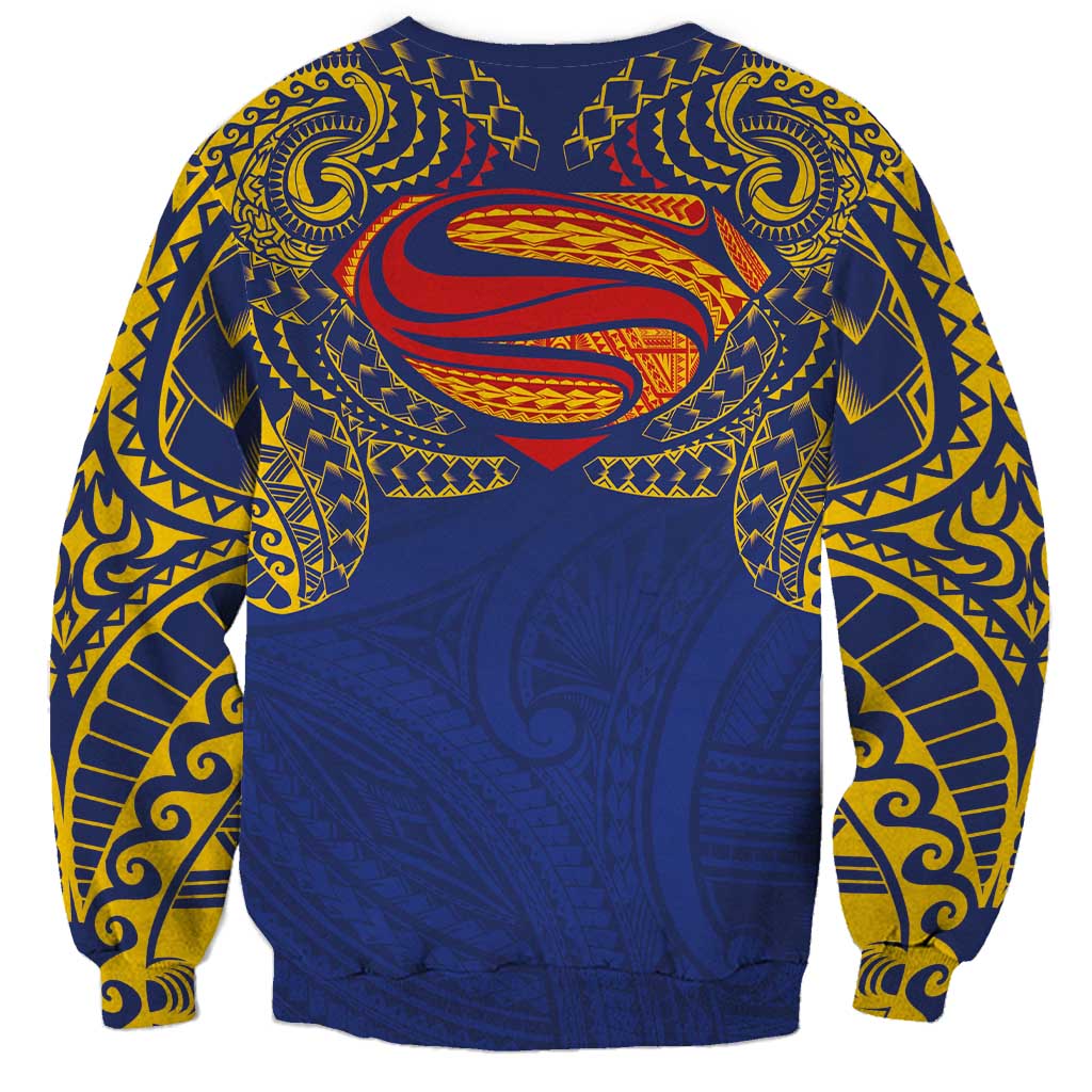 Super Samoan Traditional Tribal Art Tattoos Sweatshirt Blue Color - Polynesian Pride