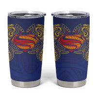 Super Samoan Traditional Tribal Art Tattoos Tumbler Cup Blue Color - Polynesian Pride