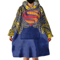 Super Samoan Traditional Tribal Art Tattoos Wearable Blanket Hoodie Blue Color - Polynesian Pride