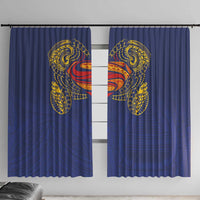 Super Samoan Traditional Tribal Art Tattoos Window Curtain Blue Color - Polynesian Pride