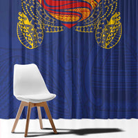 Super Samoan Traditional Tribal Art Tattoos Window Curtain Blue Color - Polynesian Pride
