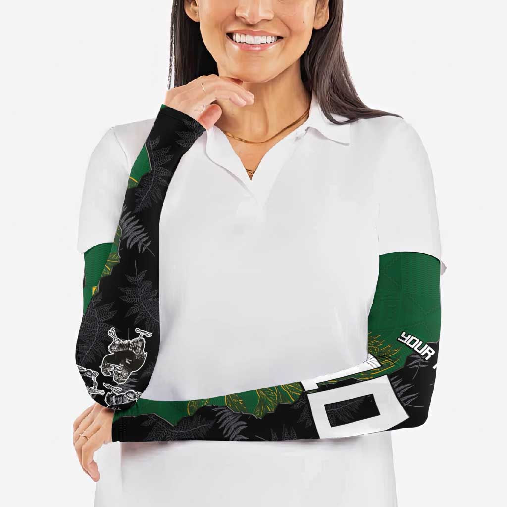 Custom Aotearoa South Africa Rugby Freedom Cup Arm Sleeves Kiwi Warriors Haka with King Protea Symbol - Polynesian Pride