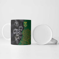 Custom Aotearoa South Africa Rugby Freedom Cup Ceramic Mug Kiwi Warriors Haka with King Protea Symbol - Polynesian Pride