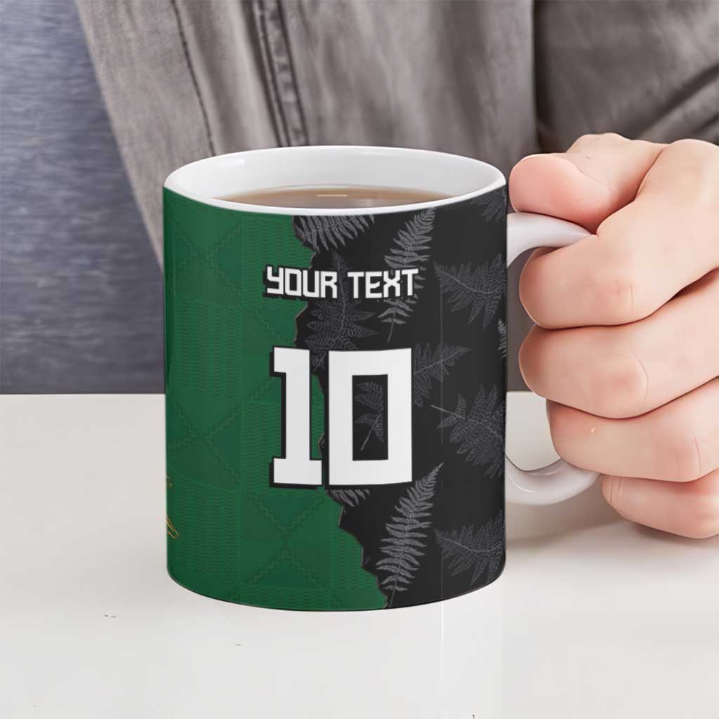 Custom Aotearoa South Africa Rugby Freedom Cup Ceramic Mug Kiwi Warriors Haka with King Protea Symbol - Polynesian Pride