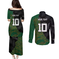 Custom Aotearoa South Africa Rugby Freedom Cup Couples Matching Puletasi and Long Sleeve Button Shirt Kiwi Warriors Haka with King Protea Symbol LT03 - Polynesian Pride