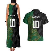 Custom Aotearoa South Africa Rugby Freedom Cup Couples Matching Tank Maxi Dress and Hawaiian Shirt Kiwi Warriors Haka with King Protea Symbol - Polynesian Pride