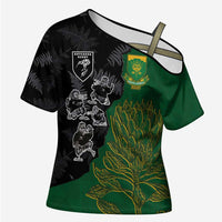 Custom Aotearoa South Africa Rugby Freedom Cup Cross Shoulder Shirt Kiwi Warriors Haka with King Protea Symbol - Polynesian Pride