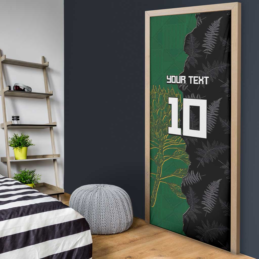 Custom Aotearoa South Africa Rugby Freedom Cup Door Cover Kiwi Warriors Haka with King Protea Symbol - Polynesian Pride
